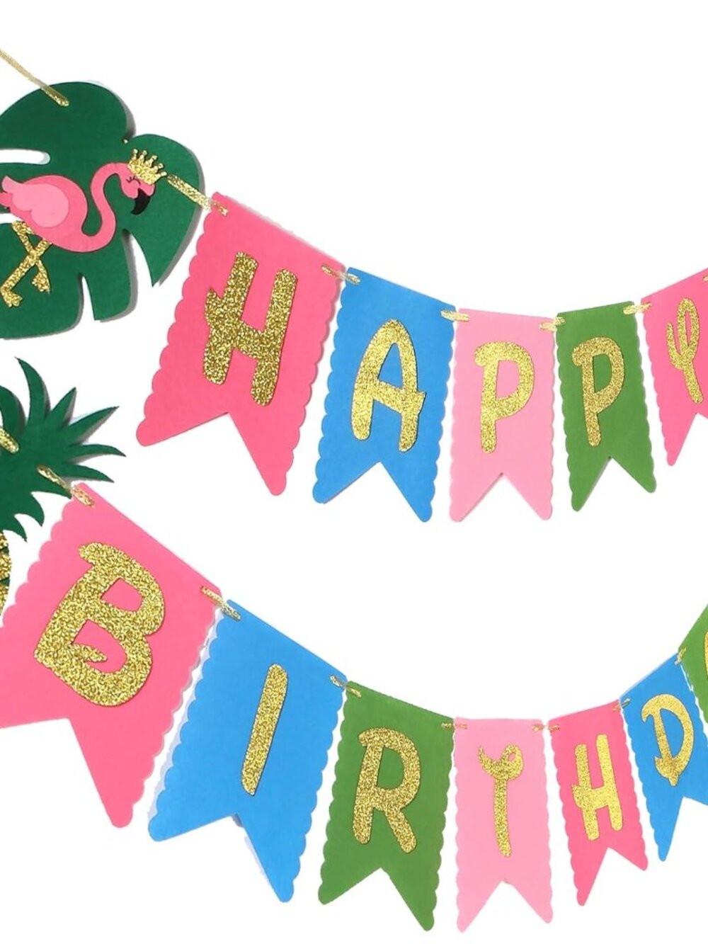 Hawaiian Birthday Party Decoration for Luau Summer Pool Glitter Gold Birthday fo